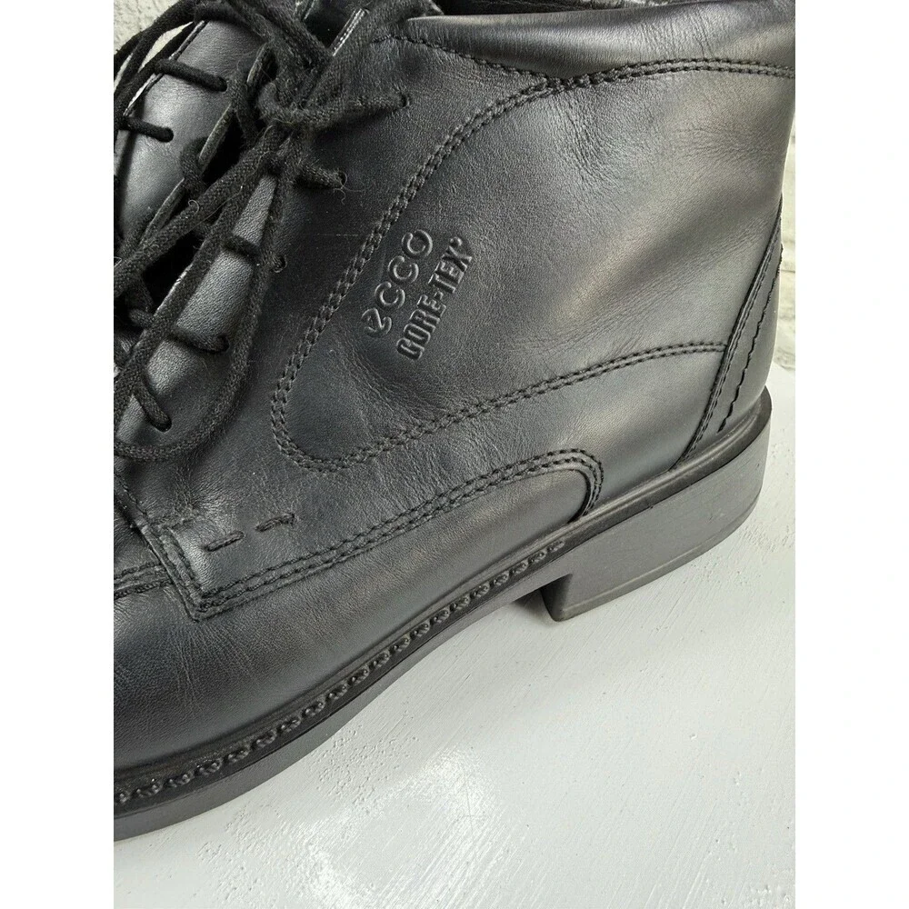 Ecco Gore-Tex Leather Chukka Ankle Boots Lace Up Black Men's EU 45 US 11/11.5